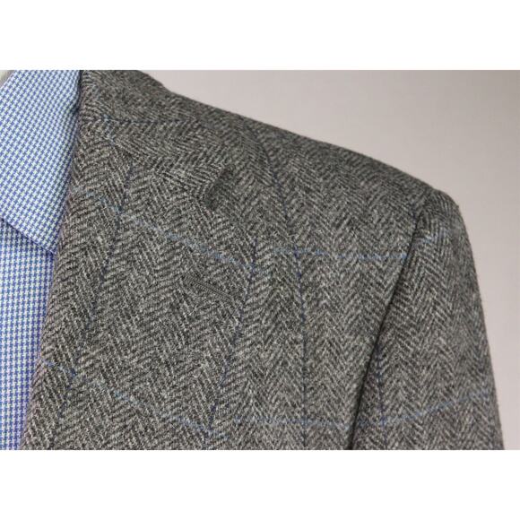 Paul Stuart Vintage 80's Gray Blue Herringbone Tweed 2-Btn Sportcoat Blazer 42R - Picture 4 of 8
